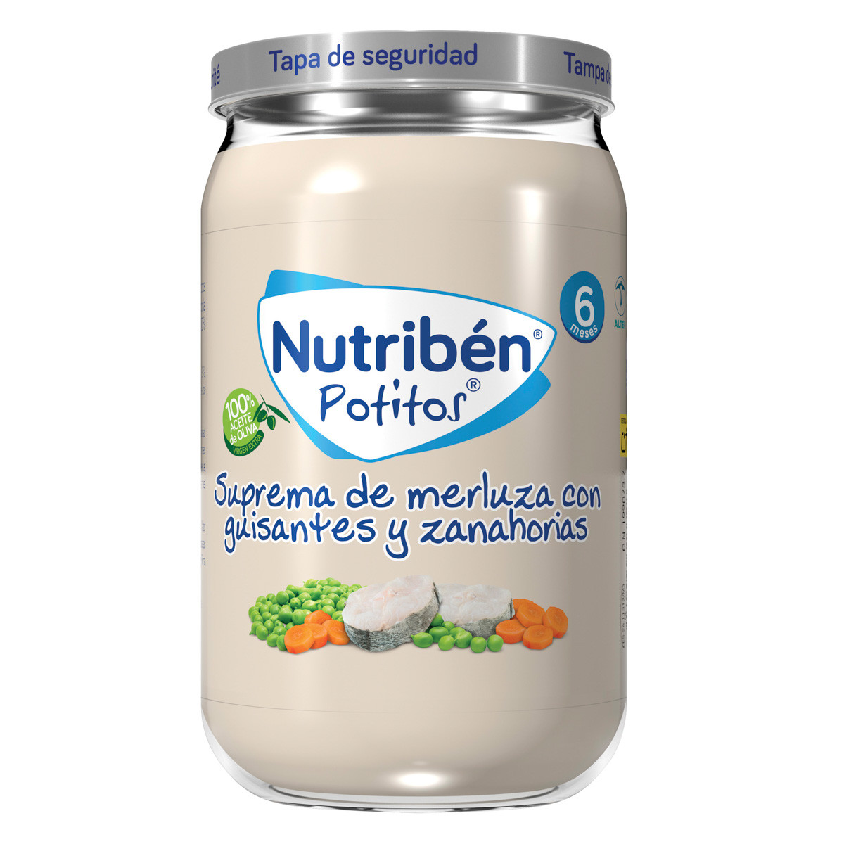 Nutribén Potito suprema de merluza con guisantes y zanahoria 235g